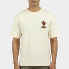 Men's Beige Cotton Round Neck Casual T-Shirt, गहरा पीला, small