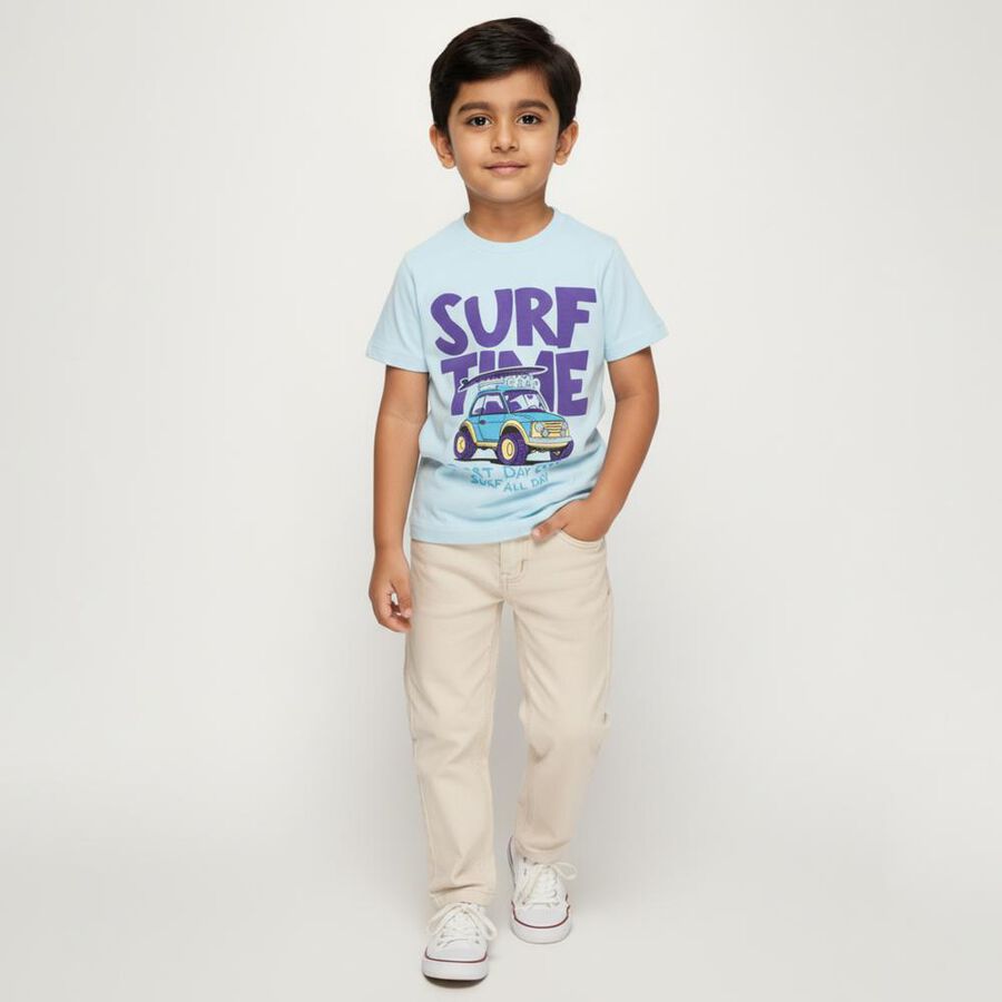 Boys' 100% Cotton Half Sleeves T-Shirt, Light Blue, large image number null