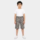 Boys' Grey Relaxed Fit Printed Cotton Jamaican Shorts, Light Grey, small