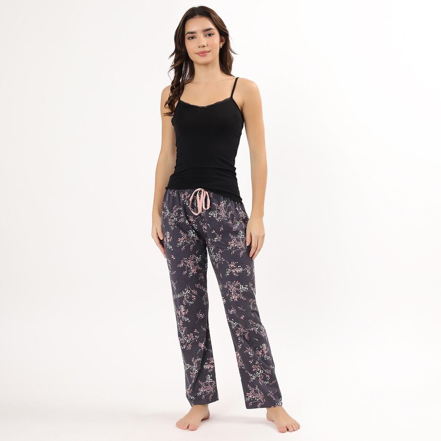 Women's All Over Printed Full Length Pyjama, Navy Blue, large image number null