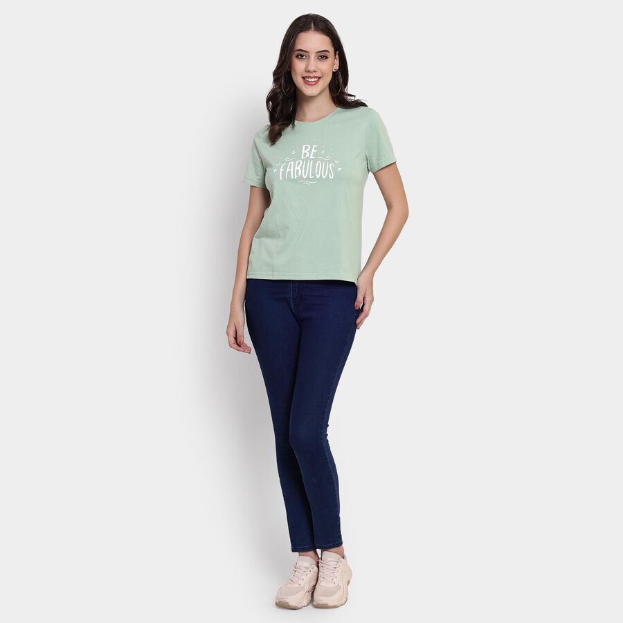 Ladies' Round Neck T-Shirt , हल्का हरा, large image number null