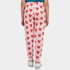 Girls Light Pink Regular Fit Heart Printed Pyjama, Light Pink, small