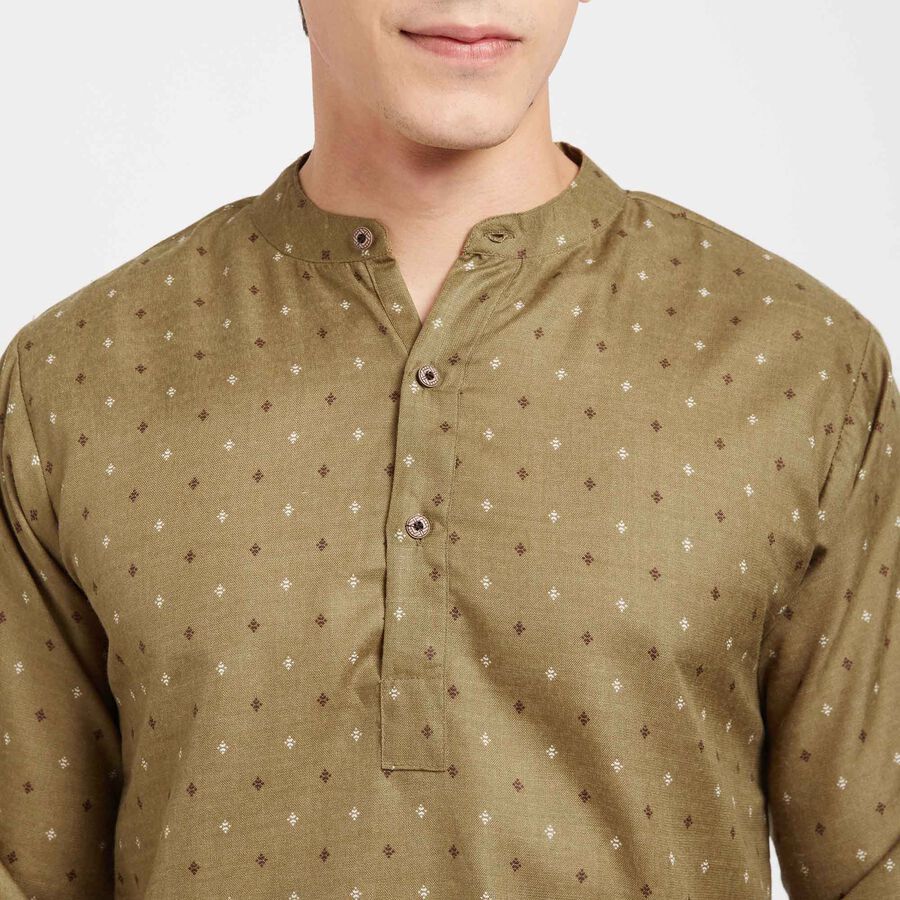 Mandarin Collar Kurta, Khaki, large image number null