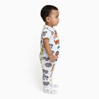 Infants White Cotton Round Neck Animal Print Night Suit, White, small image number null