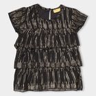 Girls' Jet Black Round Neck Partywear Tunic T-Shirt, काला, small image number null