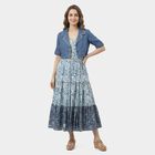 Women's Light Blue Cotton Round Neck Straight Kurta, हल्का नीला, small