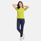 Women's Green Round Neck Regular T-Shirt, Neon Green, small