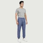 Men's Mid Blue Regular Fit Solid Track Pants, मध्यम नीला, small