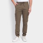 Men's Slim Fit Casual Trousers , Olive, small