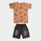 Boys'100% Cotton Woven Baba Suit, भूरा, small image number null