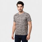 Men's Grey Round Neck Graphic Print Regular T-Shirt, हल्का ग्रे, small