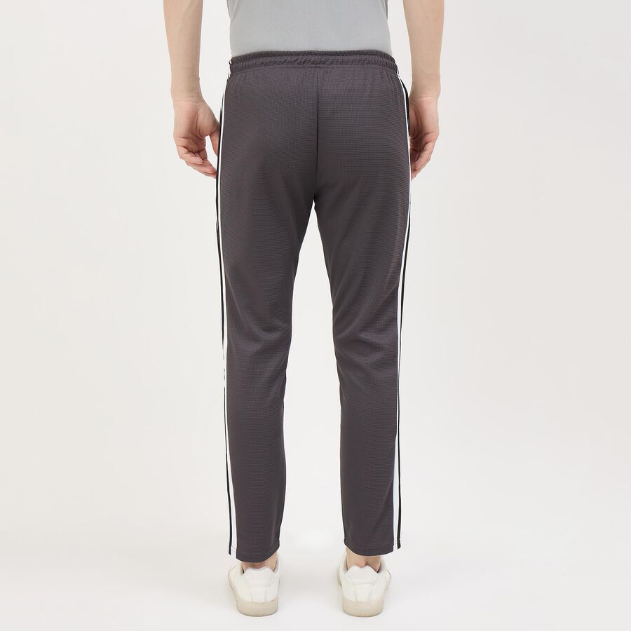 Men's Grey Slim Fit Side-Striped Track Pants, Dark Grey, large
