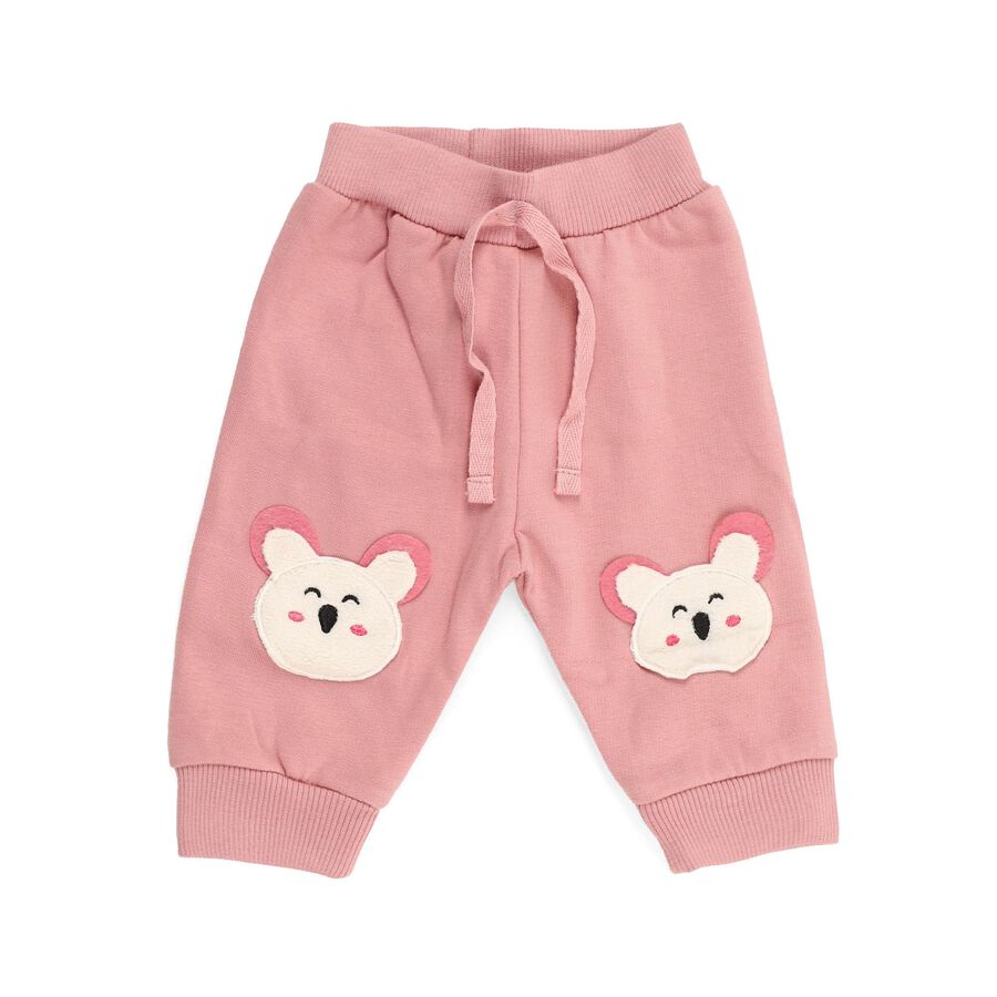 Infants' Soft Pink Bear Patch Cotton Blend Pyjama, हल्का गुलाबी, large image number null