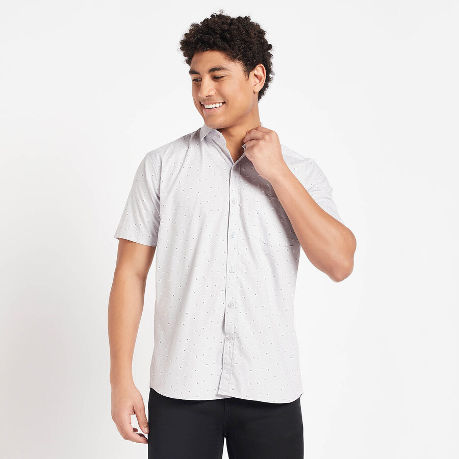 Cotton Printed Casual Shirt, Light Grey, large image number null