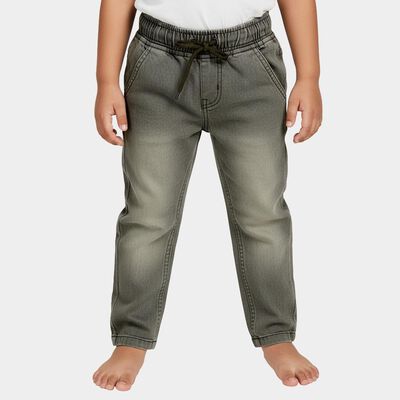 Boys' Faded Olive Relaxed Fit Elastic Waist Jeans