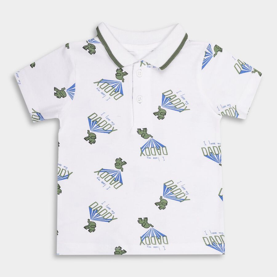 Boys' Olive Cotton Round Neck Printed Baba Suit, Olive, large