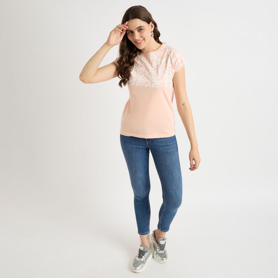 Ladies' Round Neck T-Shirt, Peach, large image number null