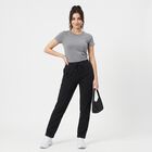 Women's Black Straight Fit Solid Track Pants, काला, small