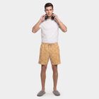Men's Beige Regular Fit Chino Bermuda Shorts, गहरा पीला, small