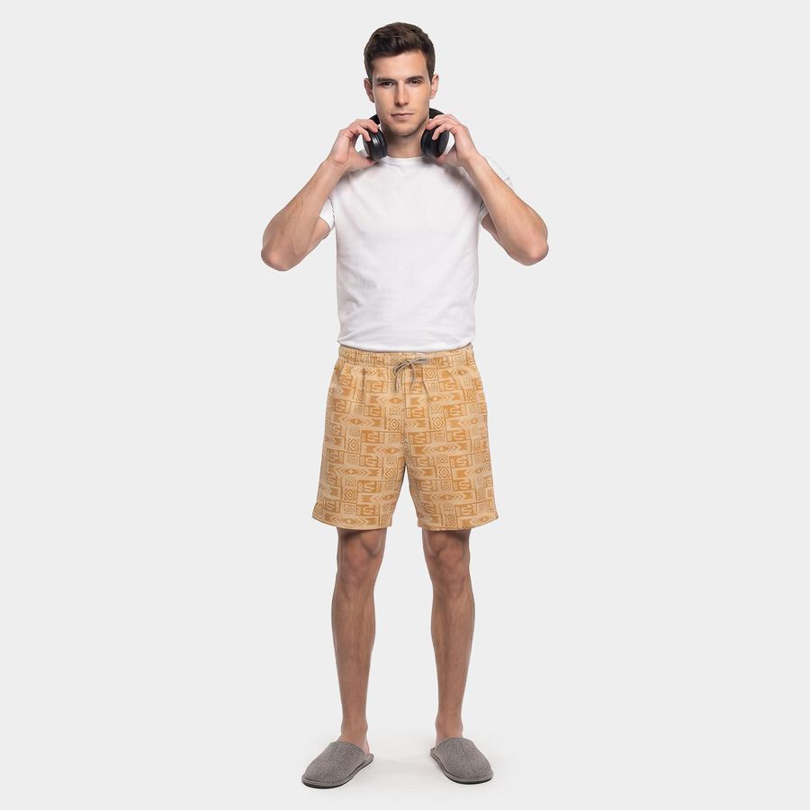 Men's Beige Regular Fit Chino Bermuda Shorts, गहरा पीला, large