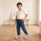 Boys Blue Cargo Fit Washed Jeans, Dark Blue, small