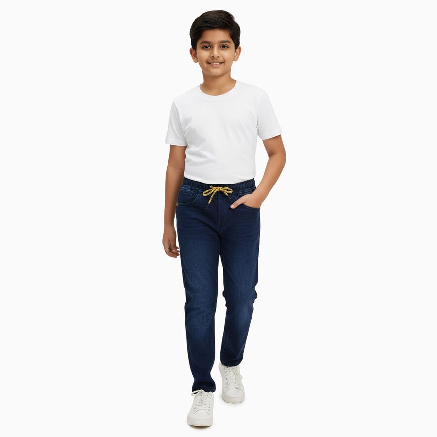 Boys' Regular Fit Jeans, गहरा नीला, large