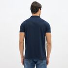 Men's Deep Midnight Navy Blue Polo Collar Casual T-Shirt, Navy Blue, small image number null