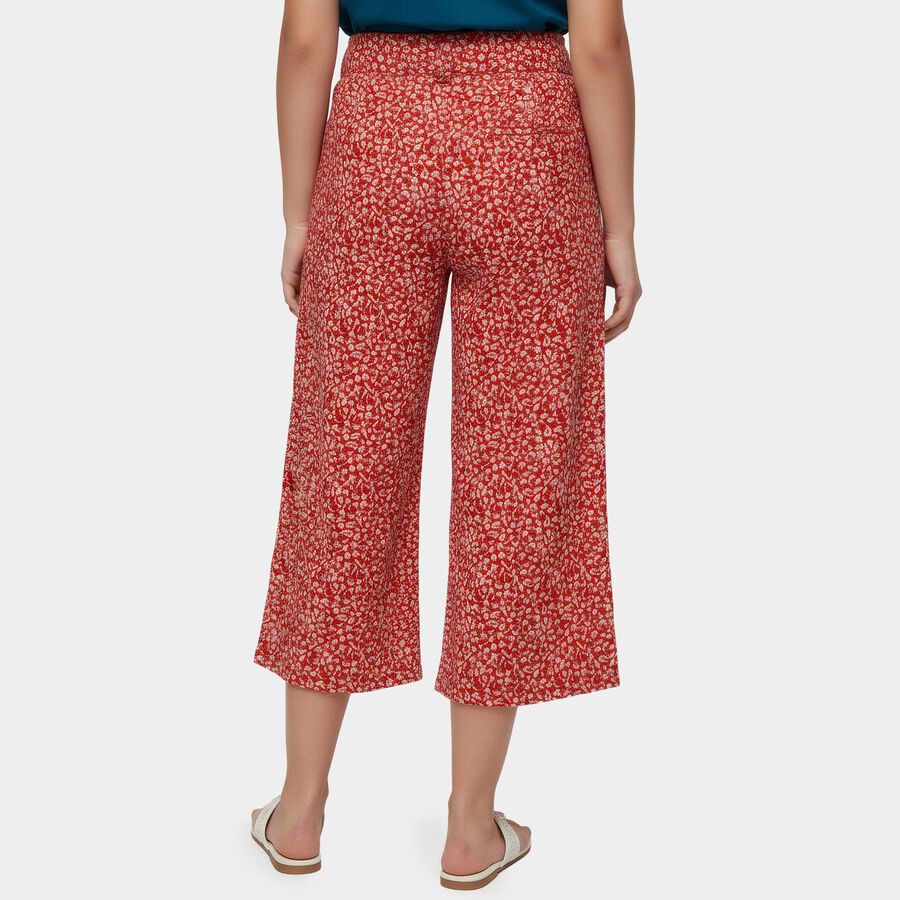 Girls' Red Regular Fit Solid Capri Pants, Red, large