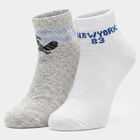 Boys' Ankle Length Pack of 2 Socks ( Grey, White ), सफ़ेद, small