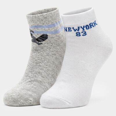 Boys' Ankle Length Pack of 2 Socks ( Grey, White )