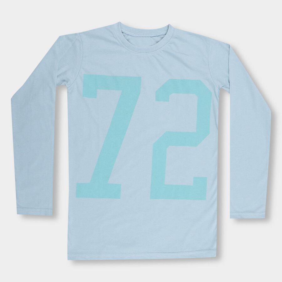 Boys Light Blue Round Neck Casual T-Shirt, मध्यम नीला, large image number null