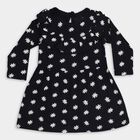Infants' Black Daisy Print Ruffled Long Sleeve Frock, नेवी ब्लू, small image number null