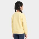 Girls Yellow Round Neck Pullover Sweatshirt, Yellow, small