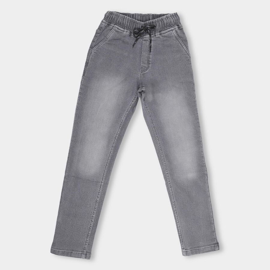 Kids' Stonewashed Blue Slim Fit Basic Jeans, Light Grey, large image number null