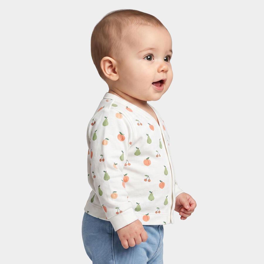 Infants White Cotton V-Neck Regular T-Shirt, White, large