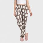 Women's Grey Straight Fit Cloud Printed Lounge Pyjama, गहरा ग्रे, small