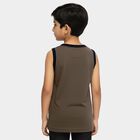 Boys Bright White Cotton Round Neck Casual Vest, Olive, small image number null