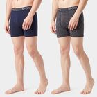 Men's Navy Blue Regular Fit Solid Trunks, Navy Blue, small