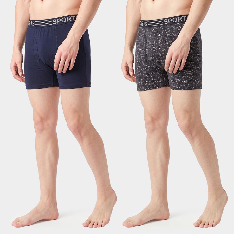 Men's Navy Blue Regular Fit Solid Trunks, Navy Blue, large