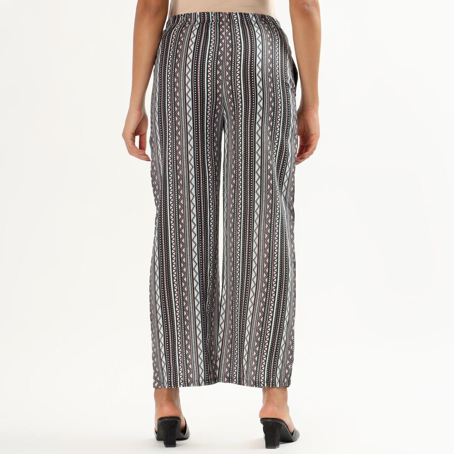 Women's Black and White Printed Wide-Leg Palazzos, Black, large image number null