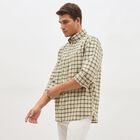 Men's Muted Beige Cotton Button Down Slim Fit Shirt, गहरा पीला, small image number null