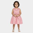 Girls' Soft Pink Floral Embellished Sleeveless Party Frock, Pink, small image number null
