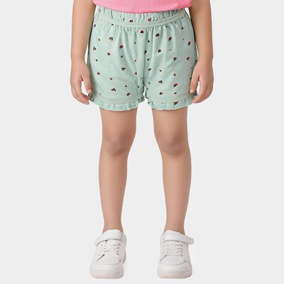 Girls' Mint Green Regular Fit Floral Printed Bloomer