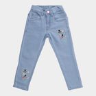 Girls' Light Blue Slim Fit Embroidered Jeans, हल्का नीला, small