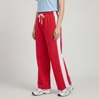 Women's Fuchsia Straight Fit Side-Striped Track Pants, रानी (फ्यूशिया), small