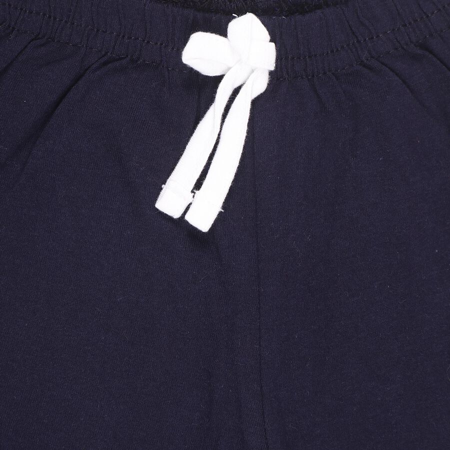 Infants' Navy Cotton Round Neck Solid Baba Suit, Navy Blue, large image number null