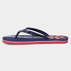 Women's Navy Blue Floral Toe-Post Flip-Flops, नीला, small