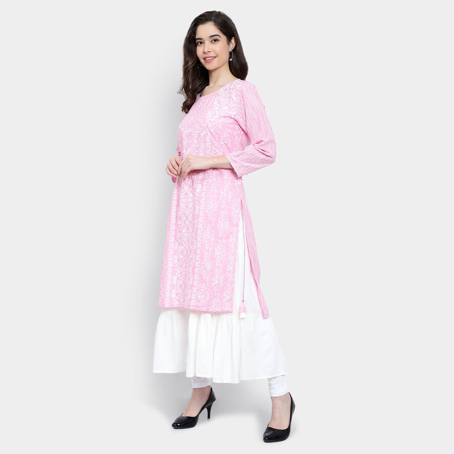 Solid Flared Kurta, Pink, large image number null