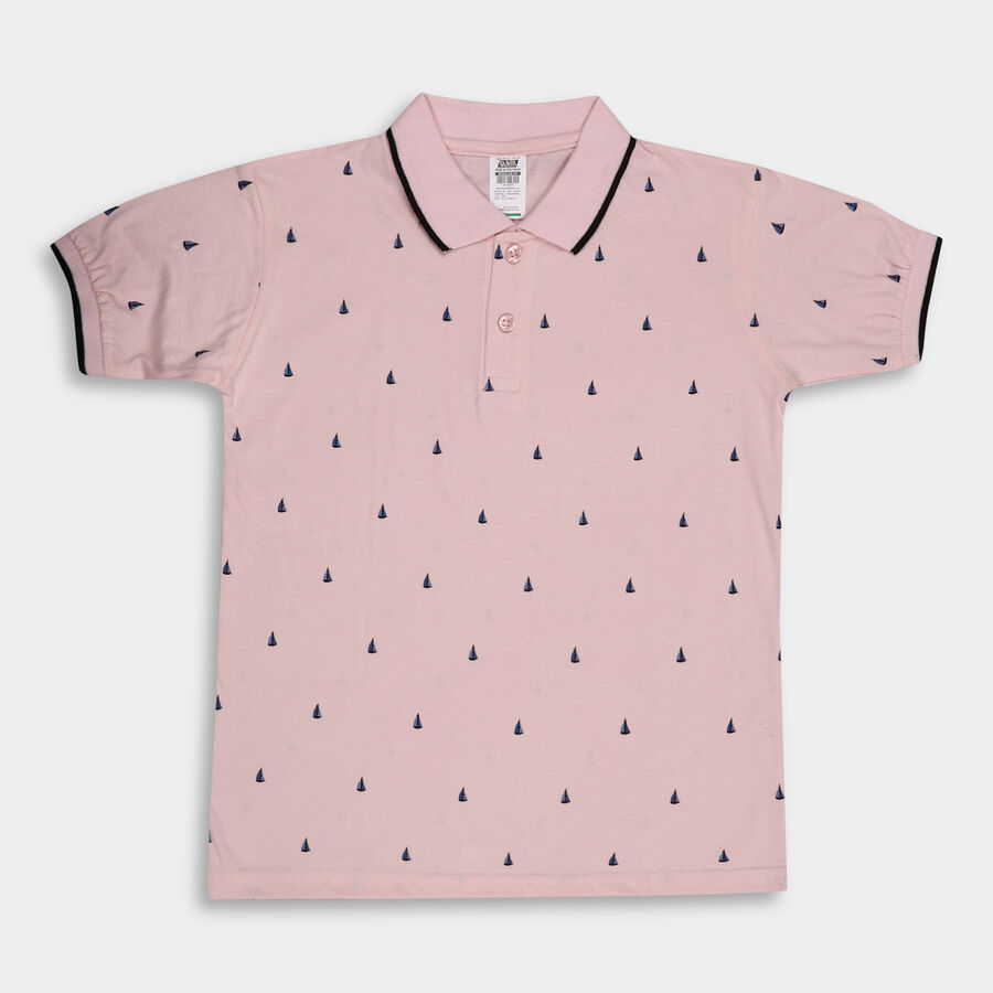 Boys' Cotton Half Sleeves T-Shirt, हल्का गुलाबी, large image number null