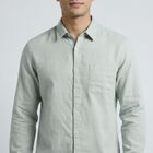Men's Blue Cotton Button Down Classic Casual Shirt, एक्वा, small
